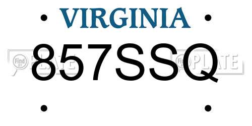 857SSQ Virginia License Plate