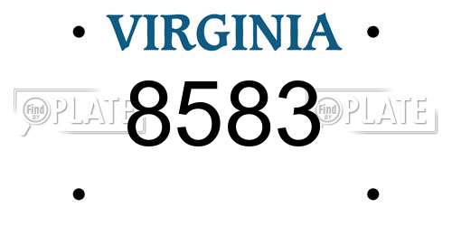 8583 Virginia License Plate