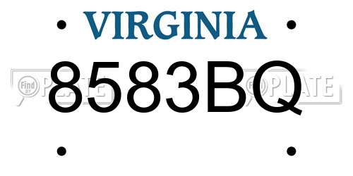 8583BQ Virginia License Plate
