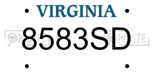 8583SD Virginia License Plate