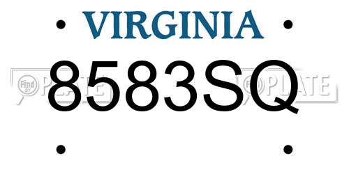 8583SQ Virginia License Plate