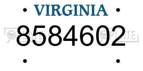 8584602 Virginia License Plate