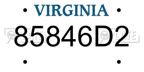 85846D2 Virginia License Plate