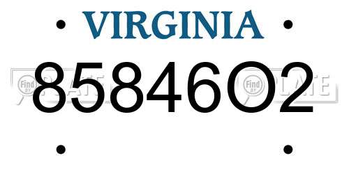 85846O2 Virginia License Plate
