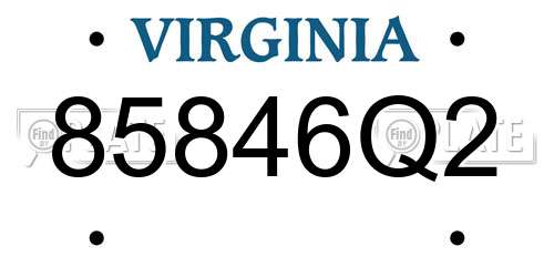 85846Q2 Virginia License Plate