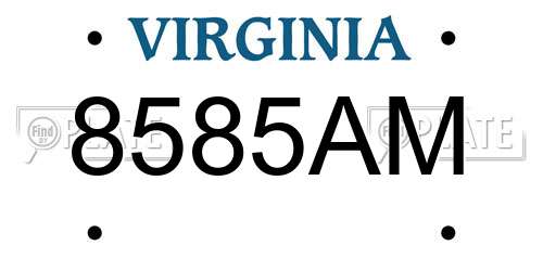 8585AM Virginia License Plate