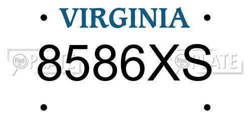 8586XS Virginia License Plate
