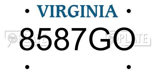 8587GO Virginia License Plate