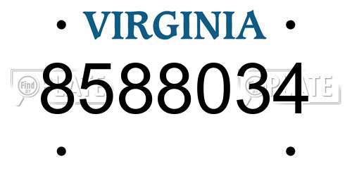 8588034 Virginia License Plate