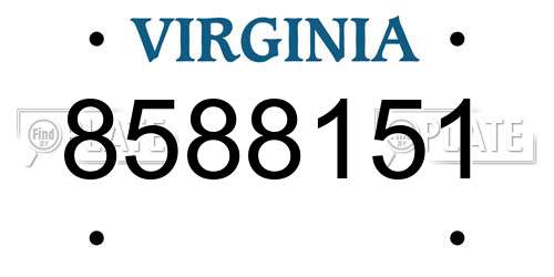 8588151 Virginia License Plate