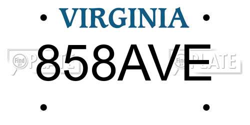 858AVE Virginia License Plate