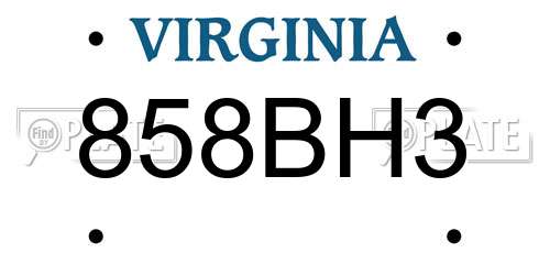 858BH3 Virginia License Plate