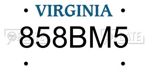 858BM5 Virginia License Plate
