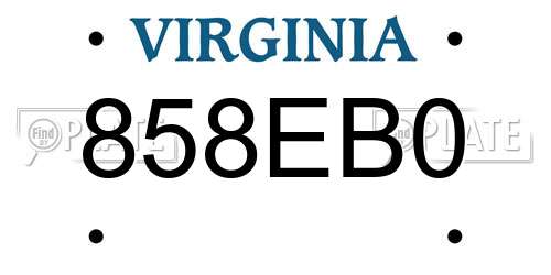 858EB0 Virginia License Plate