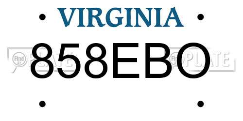 858EBO Virginia License Plate