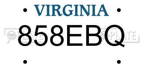 858EBQ Virginia License Plate