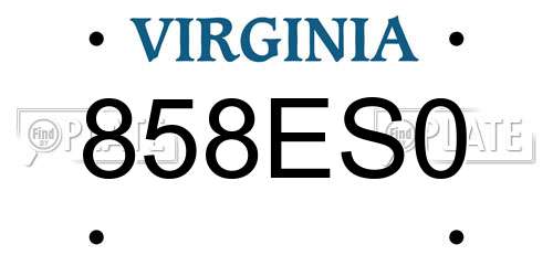 858ES0 Virginia License Plate