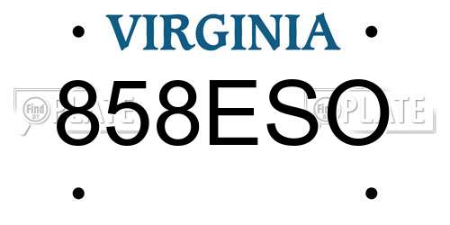 858ESO Virginia License Plate