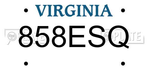 858ESQ Virginia License Plate