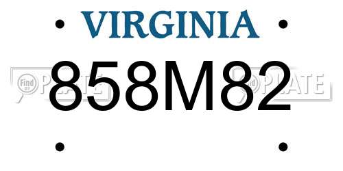 858M82 Virginia License Plate
