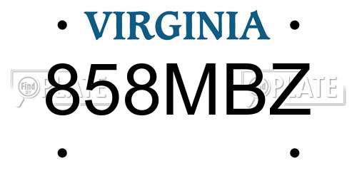 858MBZ Virginia License Plate