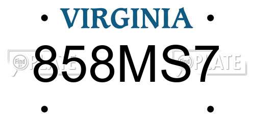 858MS7 Virginia License Plate