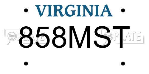 858MST Virginia License Plate