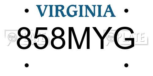 858MYG Virginia License Plate