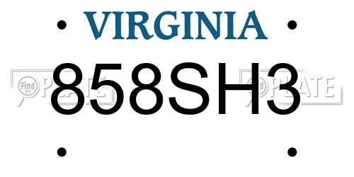 858SH3 Virginia License Plate