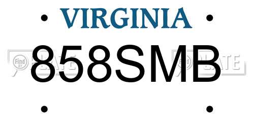 858SMB Virginia License Plate
