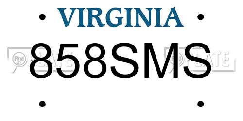 858SMS Virginia License Plate