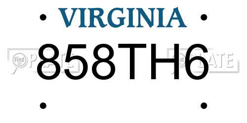 858TH6 Virginia License Plate