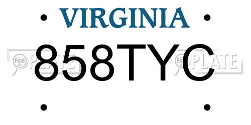 858TYC Virginia License Plate
