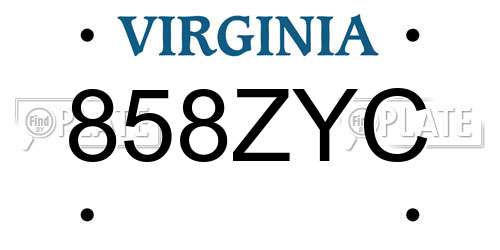858ZYC Virginia License Plate