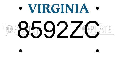8592ZC Virginia License Plate