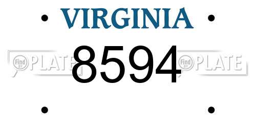 8594 Virginia License Plate