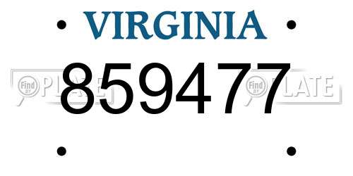 859477 Virginia License Plate