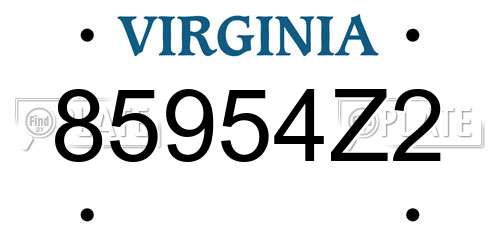 85954Z2 Virginia License Plate