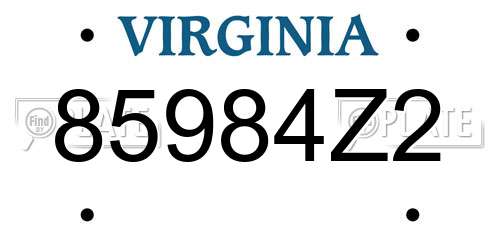85984Z2 Virginia License Plate