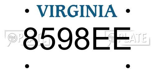 8598EE Virginia License Plate