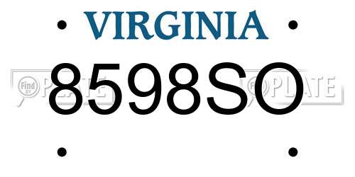 8598SO Virginia License Plate