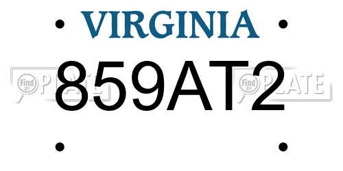 859AT2 Virginia License Plate