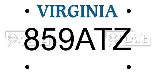 859ATZ Virginia License Plate
