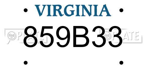 859B33 Virginia License Plate
