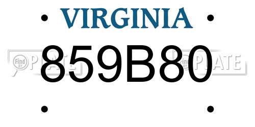 859B80 Virginia License Plate