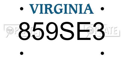 859SE3 Virginia License Plate