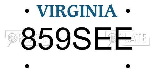 859SEE Virginia License Plate