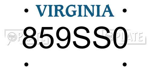 859SS0 Virginia License Plate