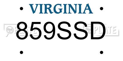859SSD Virginia License Plate