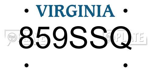 859SSQ Virginia License Plate